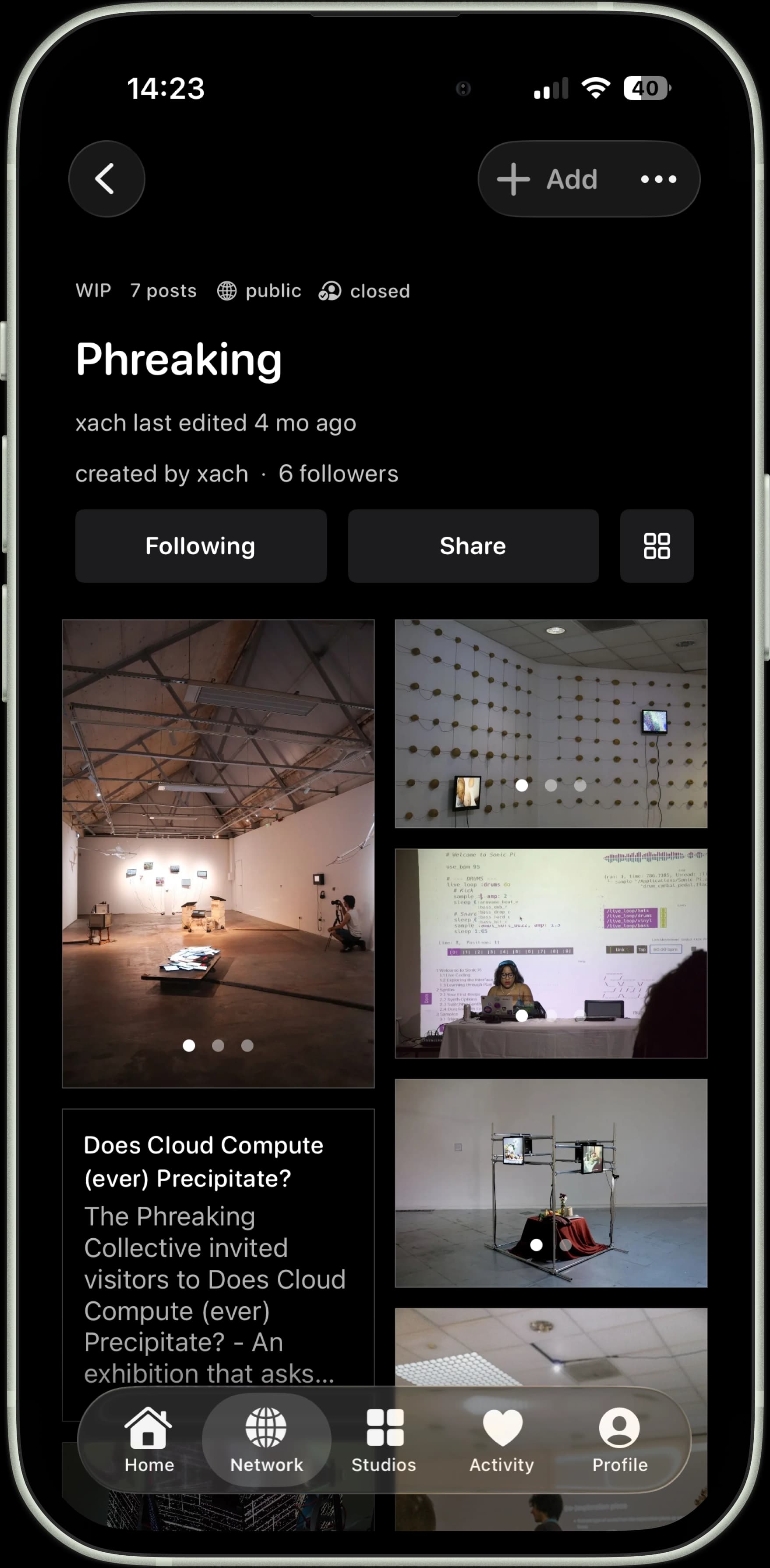 Collaborative Studio showing installation and exhibition work